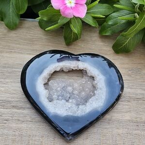 Black Agate Crystal Heart